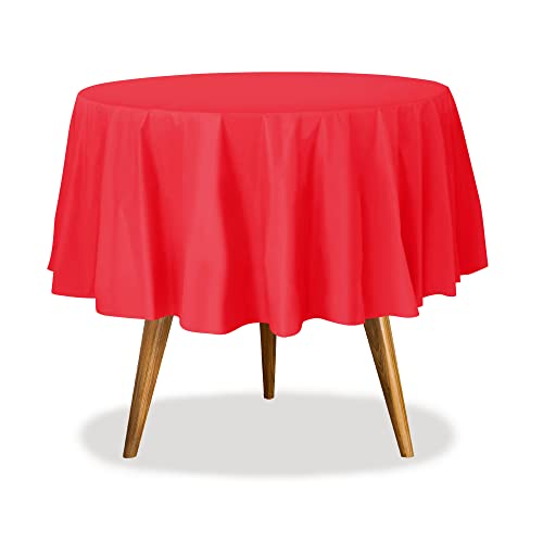 Image of Party Dimensions Red Disposable Plastic Tablecloth for Round Tables (36 Pack) Table Cloths for Parties, Events & Weddings, Indoors & Outdoors, 84 inches, Plastic Table Cover