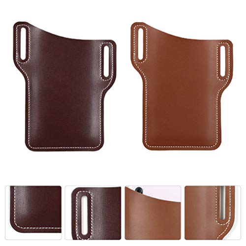VILLCASE 2 Pcs Telefone Celular Coldre de Couro Feitos À Mão Cinto De Armazenamento Portátil Do Tele