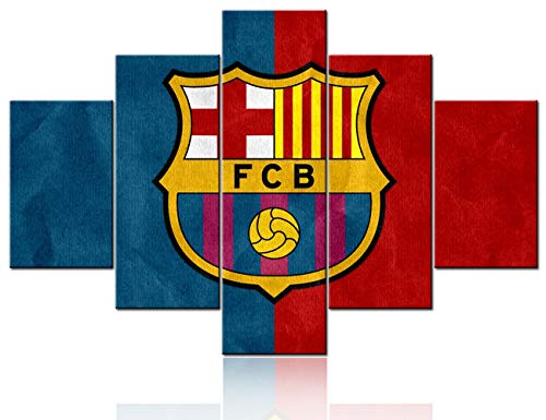 Limited Discount Football Sports Wall Decor Europe Soccer Paintings Futbol Club Modern Artwork 5 Pcs/Multi Panel Canvas Art House Decorations for Living Room Ready to Hang Posters and Prints - 60"W x 40"H