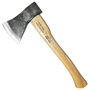 SHELTER Hatchet Axe, Camping Axe for Wood Splitting, 15 Inch Small Bushcraft Axe, Chopping Axe wood Handle with Sheath, Cold Steel Axe for Survival, Hunting, Trekking, Outdoor, Forest and Garden