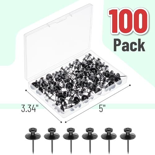 Image of Mr. Pen- Double Headed Picture Hanging Nails, 100 pcs | Double Headed Nails with Storage Box, Black Thumb Tacks for Wall, Black Push Pins for Wall Pins for Hanging