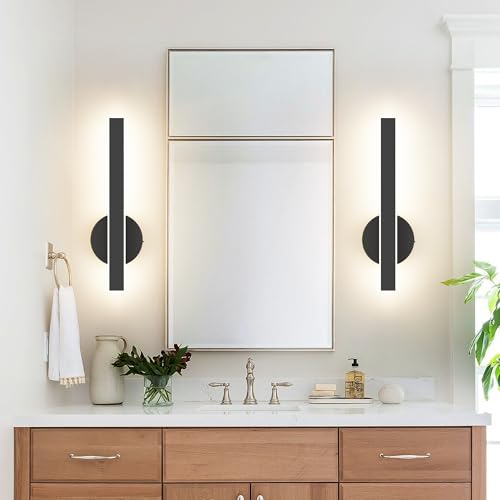 Image of Aipsun Black Wall Sconce Hardwired Modern LED 18W Wall Sconce Set of Two, 15.7Inches Wall Lights for Living Room Bedroom Hallway 5CCT