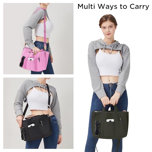 Canvas Tote Bag with Multi Pockets Crossbody Tote Bag for Women Bible Handbag Everything Tote Bags with Compartments - image 2