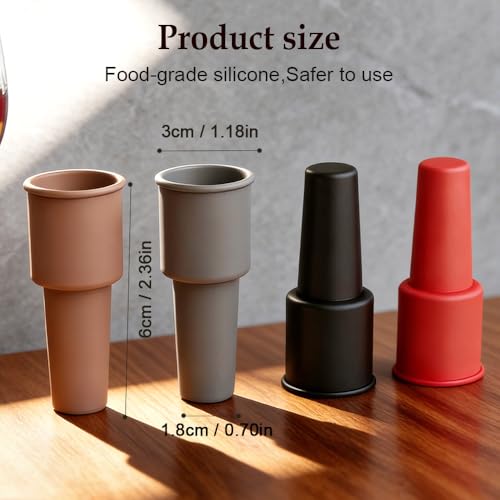 Image of Silicone Wine Stopper for Wine Bottles, 2025 New Wine Stoppers for Wine Bottles, Seal Bottle Cover for Beer Champagne, Glass Bottle Sealer Covers Wine Stoppers for Home Use (4, No Handle)