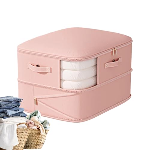 Ruwshuuk Organizador de compresión para almacenamiento, organizador al vacío para mantas, cremallera de 2 capas, ahorro de espacio, bolsa de almacenamiento para edredones, almohadas, colchones