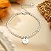 Ursteel Pearl Initial Bracelet for Women - Dainty Silver-Plated Initial T Pearl Letter Charm Disc Bracelet Jewelry for Women Gift, Bridesmaid Proposal Wedding Bridal Shower Gift