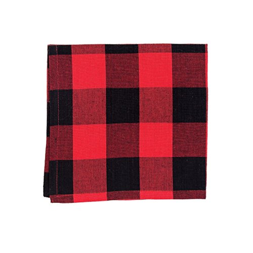 C&F Home Franklin Buffalo Check Gingham Plaid Woven Black and Red Cotton Machine Washable Single Napkin 18X18 Napkin Black/Red