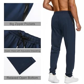 HODOSPORTS 32"/34"/36"/38" Inseam, Tall Men's Sweatpants, Zip Pocket, Extra Tall Workout Trousers, Navy, Large