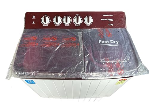 Image of Voltas Beko Semi-Automatic Top Load Washing Machine, 12 Kg Capacity, 5 Star Burgundy
