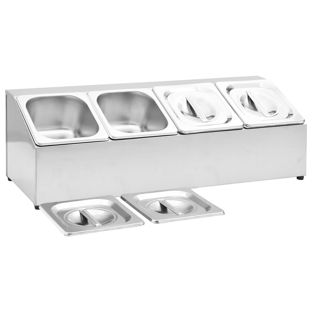 Home & Garden,Furniture-Gastronorm - Contenedor con 4 sartenes GN 1/6 de acero inoxidable