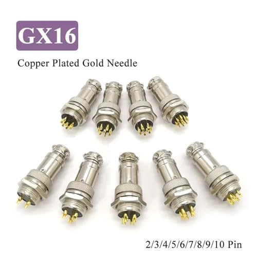 Conector aviación GX16 chapado en oro 9 pines miniatura 2