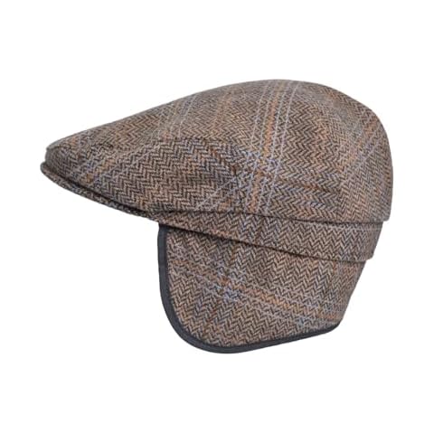 Charlton's Tweed Cragside Flat Cap with Ear Flaps Cover