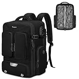 Taygeer Vacuum Seal Backpack Travel, Expandable Compression Backpack with Rain Cover &Shoe Compartment, Travel Backpacks with Vacuum Compression & Lock, Personal Item Air Mochila Fit 17'' laptop,Black