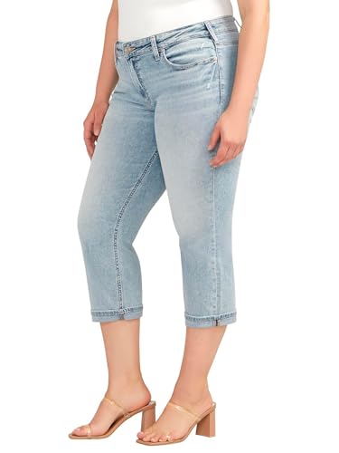 Silver Jeans Co. Women's Plus Size Britt Low Rise Curvy Fit Capri Jeans-Legacy2