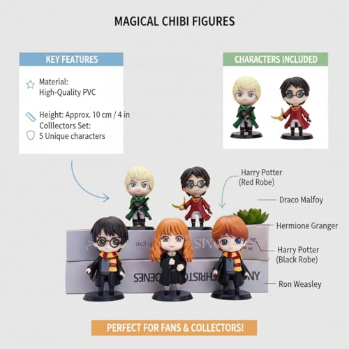 Image of Harry Potter Action Figure Set of 5 Wizard Collectible Collectibless | PVC Anime Action Figures for Fans & Fans - Harry Potter Set - 5 PCS