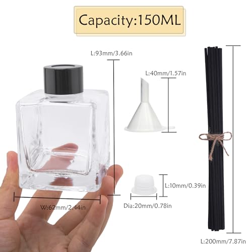 Set 4 botellas difusoras de vidrio con varillas y tapas miniatura 3