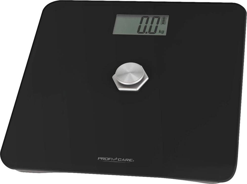 ProfiCare® Personenwaage ohne Batterie | Waage mit Messbereich von 5kg – 180 kg & großem LCD-Display | Personenwaage digital mit kinetischer Energie & Glasoberfläche | PC-PW 3112 schwarz