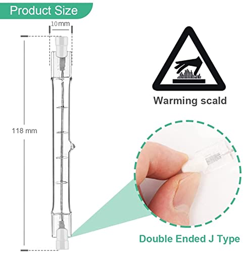 Jaenmsa R7S Bulbs,5 Pack Halogen Bulbs R7S T3 118Mm 150W 120V,J Type Halogen Light Bulb With Long Lifespan,120 Volt Double Ended Light Bulbs For Work, Security, Landscape Lights,Dimmable, 4.6 Inch #TOP1