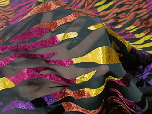 Tissu en velours dévoré multicolore viscose haut de gamme pour ameublement raffiné 111cm