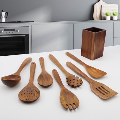Utensilios de cocina de madera de 8 piezas: protege tus sartenes con elegancia 5