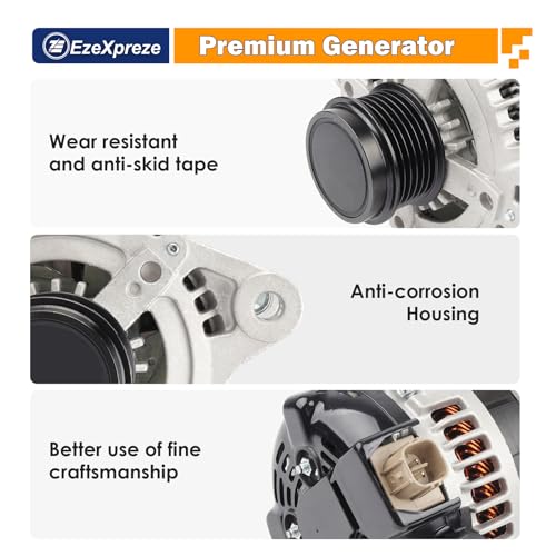 Image of Ezexpreze Alternator 11385N Replacement for 1.8L L4 Toyota Corolla 2009-2011, Matrix 09-10, Pontiac Vibe 09-10, Scion xD 08-14, 6-Groove Clutch Pulley OE#11385, 12897, 270600T040, 0986CR6103, AL3370X