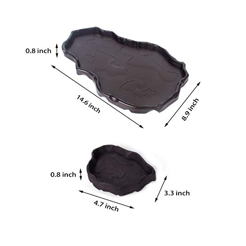 Tfwadmx-Reptile-Food-and-Water-Bowl-Set-Luminous-Bearded-Dragon-Dishes-Tortoise-Feeder-Lizard-Habitat-Large-and-Small-Amphibian-Feeding-Plates-Terrarium-DeCor-for-Turtle-Gecko-Snake-Tegu-Iguana-2-Pcs