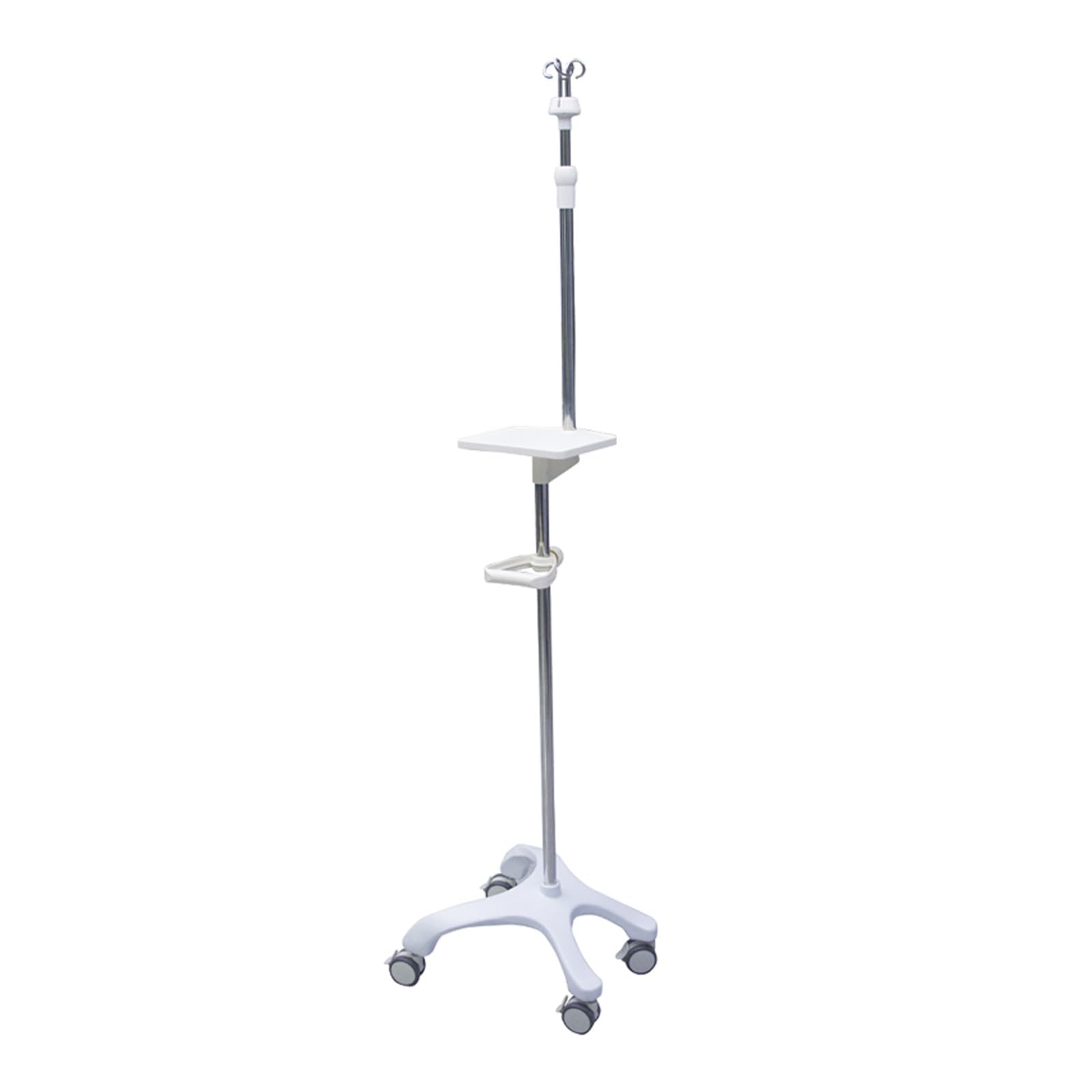 Asta Portaflebo con Ruote, Asta Portaflebo in Acciaio Inox Portatile, 4 Ganci, Altezza Regolabile, Adatta for Ospedale, Casa