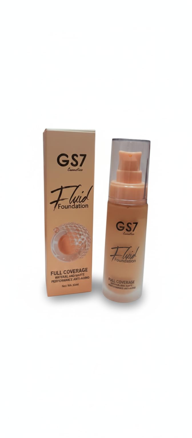 GS7 Cosmetics Fluid Foundation, Natural Light Beige, Full Coverage, Matte Liquid Makeup with Pump, 30ml-image-44