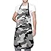 SHEYZYLTD Szary fartuch kamuflażowy z kieszeniami, uniseks regulowany wodoodporny fartuch na szelkach do domu kuchni, restauracji, kawiarni, Jak pokazano, Rozmiar uniwersalny