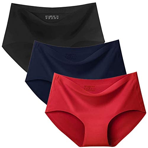 Image of LOURYN KOULYN Women Cotton Silk Seamless Everyday Panty Combo Set Girls and Women Innerwear Briefs Hipster Medium Waist Panties Random Multicolor (Pack of 3)
