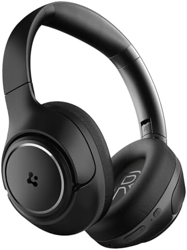 Spigen Audio Newly Launched SA-HP P10 Wireless Over Ear Headphones with 60H Playtime, Upto 43dB Multi-Mode Adaptive ANC Pro, EQ Customizing App, 5-MIC, Gaming Mode, 40mm Driver - Black