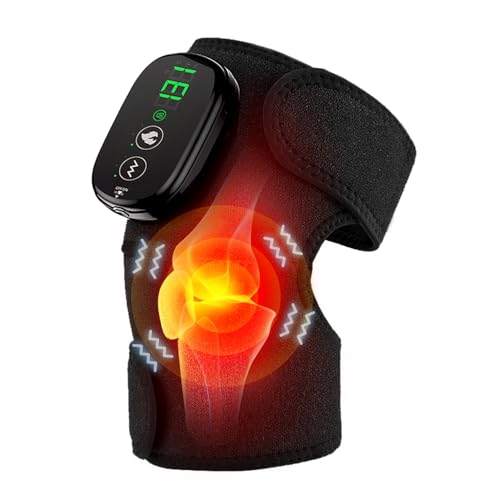 YUHUO Foot Massager with Heat, Knee Shoulder Elbow 3 in 1 Feet Massager, Heated Knee Massager, Shoulder Massager with Heat Vibration, 210 mins Battery, Cordless Portable, Touchscreen Control (Black)