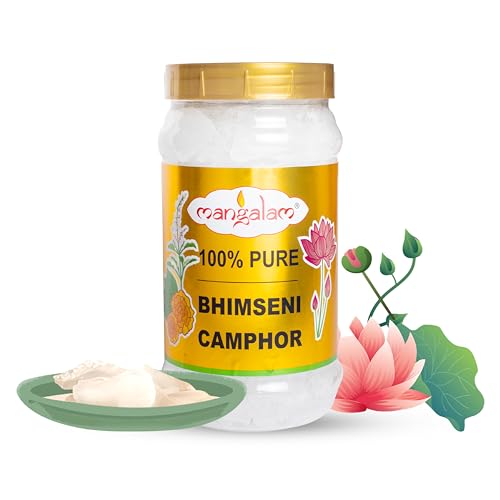 MANGALAM Bhimseni (Original) Camphor 500g Jar - Pack Of 1 | 100% Pure | For Puja Aromatherapy & Air Freshener | Sweet Fragrance