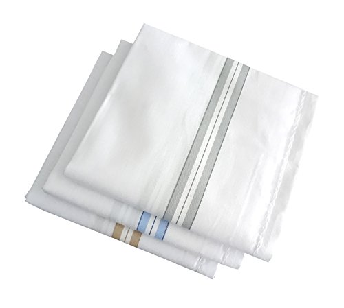 Image of S4S 100% Cotton Premium Handkerchiefs for Men (White Striped 48CM X 48CM)