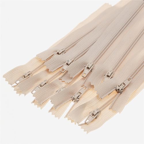 SHUNLI 20PCS 20 Inch #3 Nylon Coil Close End Zipper for Sewing (Beige)