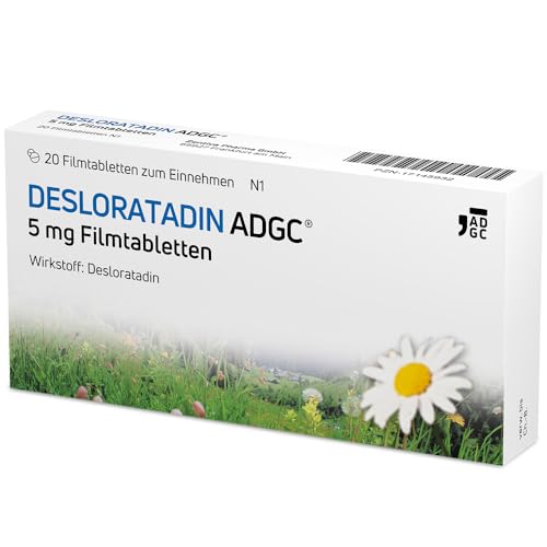 Desloratadin-ADGC® 5 mg - 20 Stück - Antiallergikum mit schneller & langanhaltender Wirkung bei Allergien - verursacht kaum Müdigkeit - lindert Juckreiz & Quaddeln bei Urtikaria - ab 12 Jahre