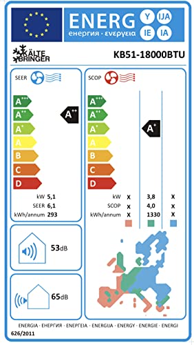 Kältebringer Split Klimaanlage- 18000 BTU (5, 1 kW)- Klimagerät mit Heizfunktion, WiFi & App, bis 91qm, sehr leise- Set mit 5m Kupferleitung, Kältemittel R32, Montagematerial, Bodenkonsole-8
