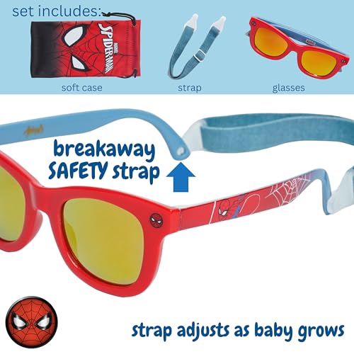 Arkaid Spider-Man Sunglasses for Baby 0-24m | Safe UV Protection | Flexible for Comfort | Includes Spider-Man Case and Easy Detachable Strap | Infant/Toddler4