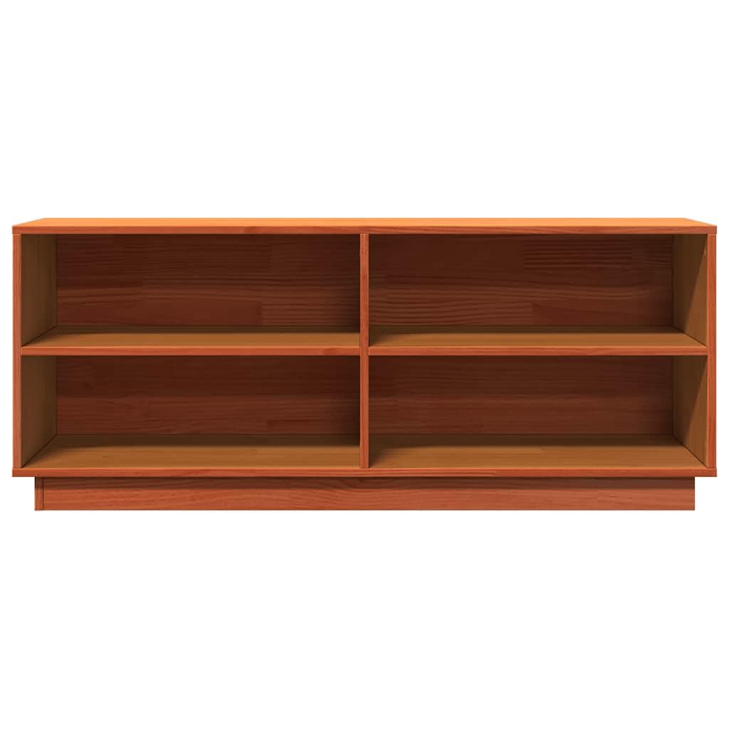 Schuhschrank Massivholz Kiefer 110x34x45cm Wachsbraun | Kompakte Schuhablage aus echtem Kiefernholz mit 4 offenen Fächern und robuster Oberplatte für Flur und Diele.