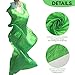 WEISIPU Hand-Made Faux Silk Belly Dance Fan Veils - Bamboo Long Fans Veils Available in 8 Stunning Colors for Dance Performances Right Hand (Green)