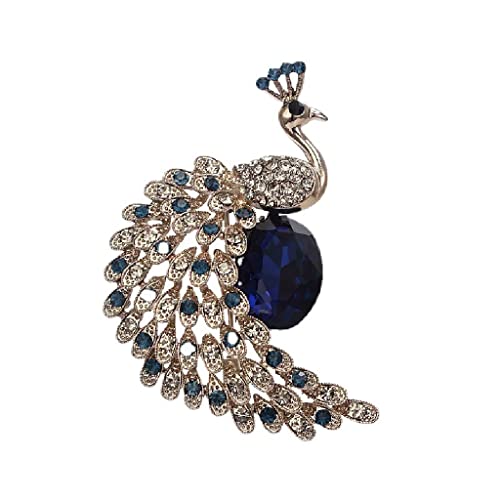 Broche de pavo real con cristales brillantes para vestidos de fiesta