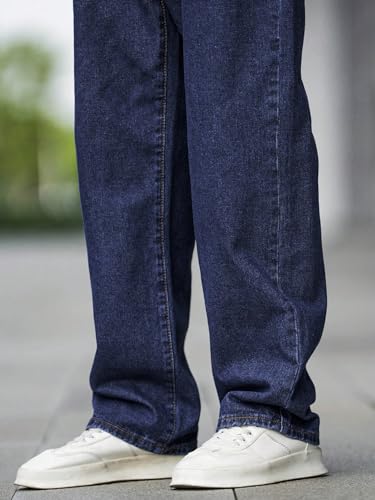 Image of dockstreet Men Baggy Denim Jeans in Pure 100% Cotton Denim || Stretchable (Jet Black) and Stretchable (Colored) Jeans || Unisex Designs||Jeans||