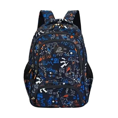 MYGOO Boys School Backpack Doubleday Gamer Black Bookbag for Elementary Middle School Ages 5-12, 17 inch Large Capacity 24L Kids Student Travel Bags