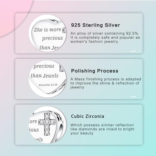 Image of LUXILLA Love You Best Friend Grandma Wife Heart Charm 925 Sterling Silver Charms Fit for Bracelets Necklace Jewelry Gift for Women