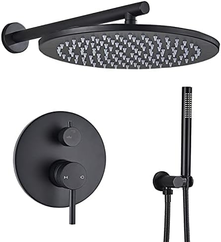 Ensemble de douche en laiton noir et robinet de salle de bain mural