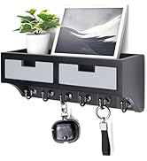 Rebee Vision Key Holder Wall Mount with 2 Organizer Drawers : Decorative Mail Organizer for Wall ...