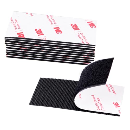 Hook and Loop Tape 2in x 4in x 10 Pairs, Heavy Duty Adhesion Strip, Slef Adhesive Interlocking Tape, Back Adhesive Mounting Strips, Reclosable Sticky Back Interlocking Nylon Picture Hanging Strips