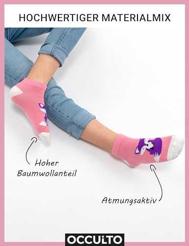 Occulto Jungen & Mädchen Motiv Sneaker Socken 10er Pack (Modell: Motivo) Einhorn 27-30