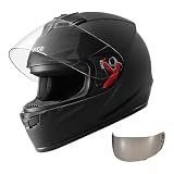 VEVOR Full Face Motorcycle Helmet DOT Approved, Dual Visor & Interchangeable Lens, Smart Street ABS Helmet Comfortable Motocross Helmet, Fit for Youth & Adults (Black, XX-Large)