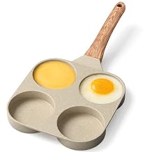 4-Cup Nonstick Frying Egg Pan White Marble, Granite Pancake Pan, PFOS & PFOA Free, Die-Cast Aluminum with Heat-Resistant Handle, 500F Stove-Safe, Compatible with Induction, Gas & Electric Cooktops